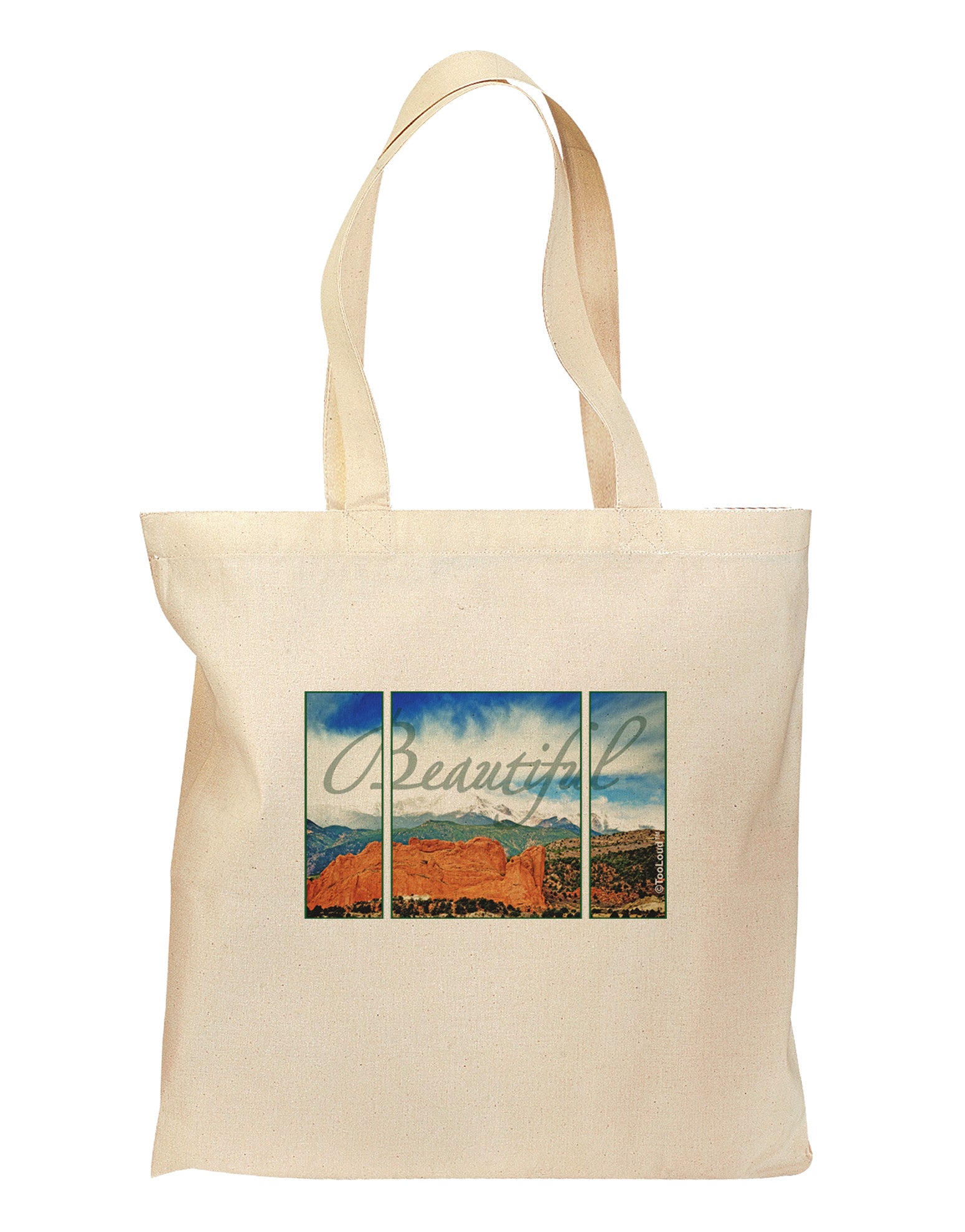 CO Beautiful View Text Grocery Tote Bag-Grocery Tote-TooLoud-Natural-Medium-Davson Sales
