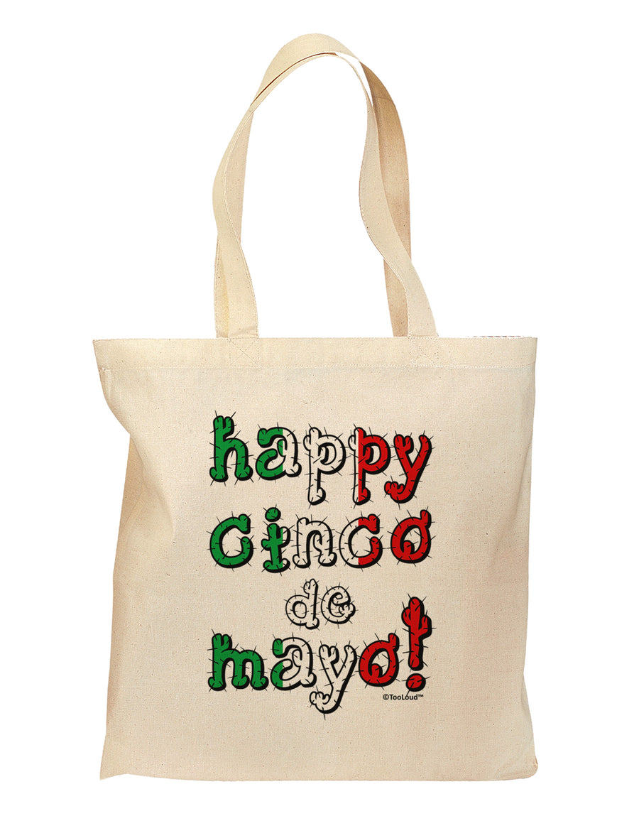 Happy Cinco de Mayo - Cactus Design Grocery Tote Bag by TooLoud-Grocery Tote-TooLoud-Natural-Medium-Davson Sales