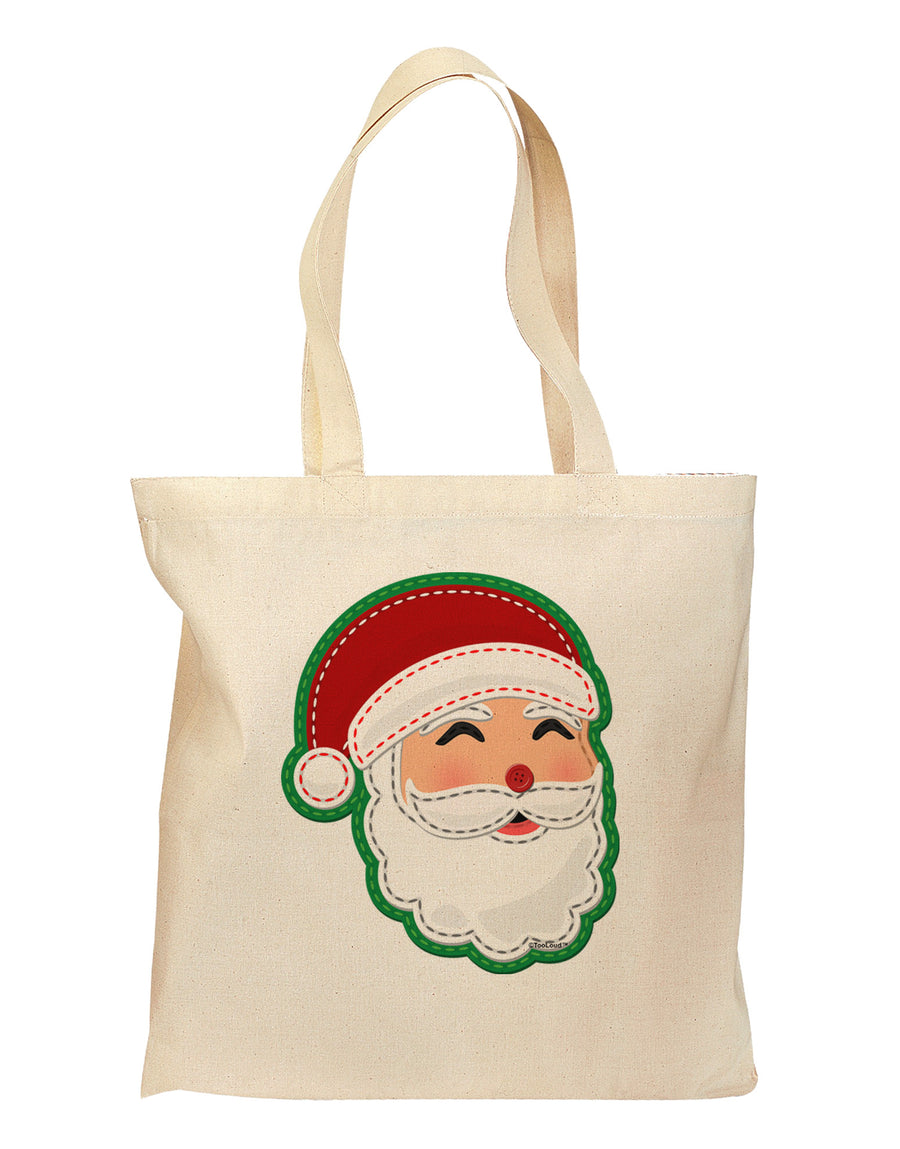 Cute Santa Claus Face Faux Applique Grocery Tote Bag-Grocery Tote-TooLoud-Natural-Medium-Davson Sales