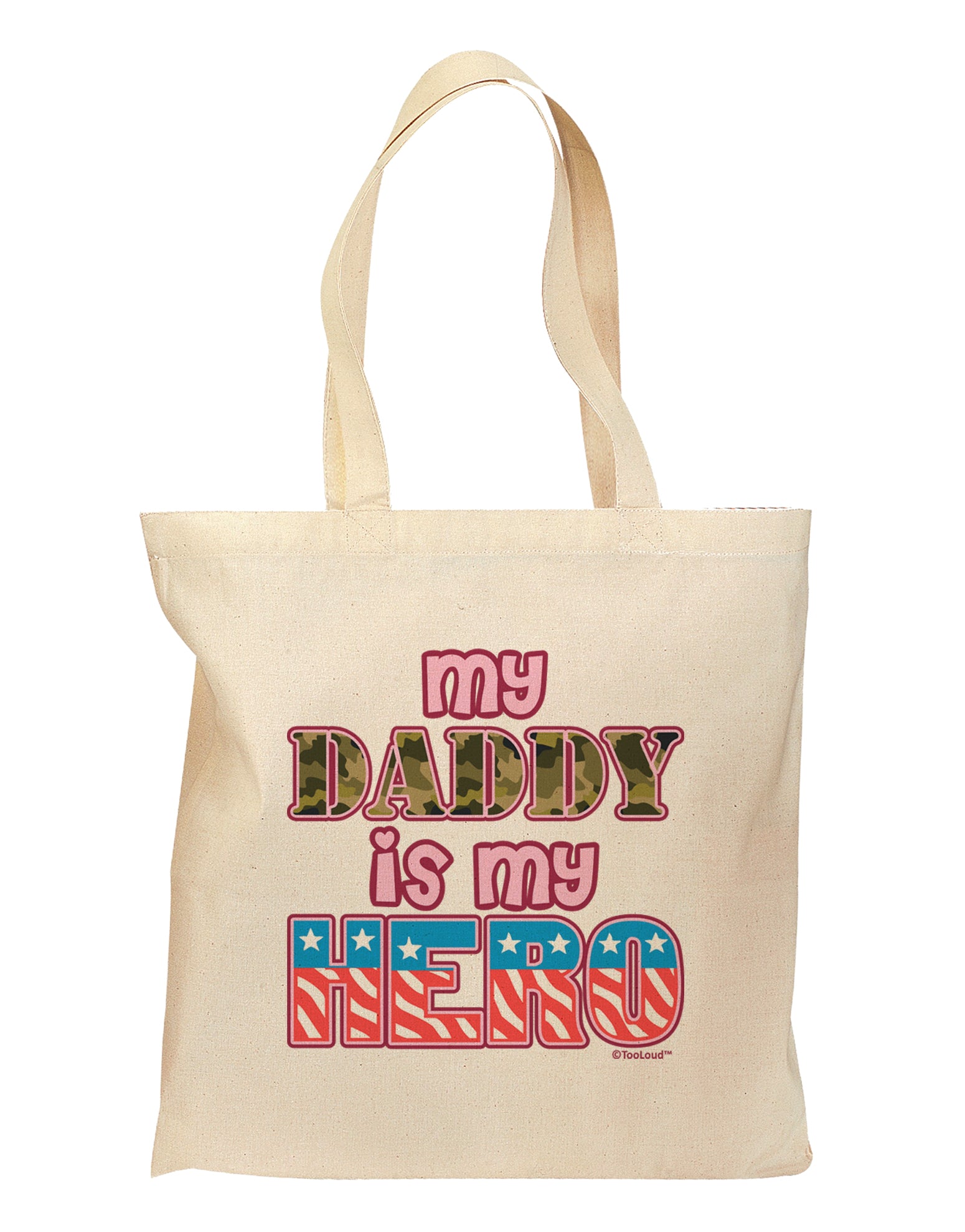 My Daddy is My Hero - Armed Forces - Pink Grocery Tote Bag by TooLoud-Grocery Tote-TooLoud-Natural-Medium-Davson Sales