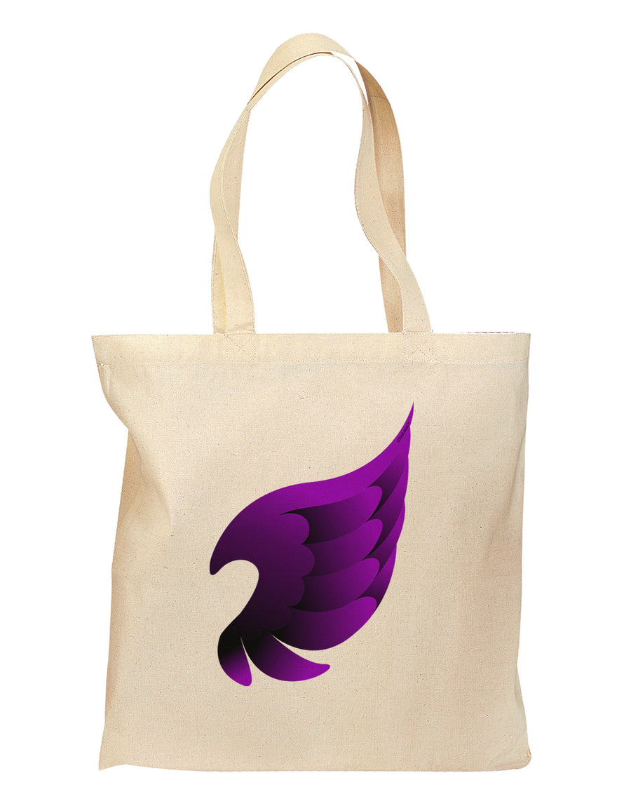 Cute Single Dark Angel Wing Black and Purple Grocery Tote Bag-Grocery Tote-TooLoud-Natural-Medium-Davson Sales