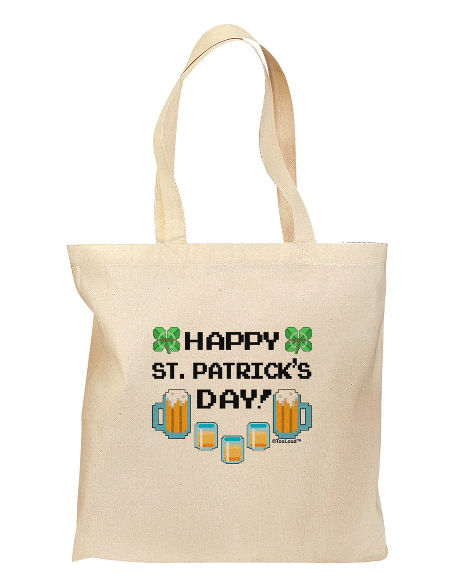 Pixel Happy St Patricks Day Grocery Tote Bag-Grocery Tote-TooLoud-Natural-Medium-Davson Sales