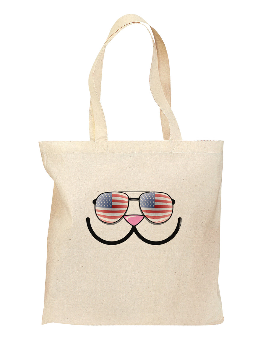 Kyu-T Face - Kawa Patriotic Sunglasses Grocery Tote Bag-Grocery Tote-TooLoud-Natural-Medium-Davson Sales