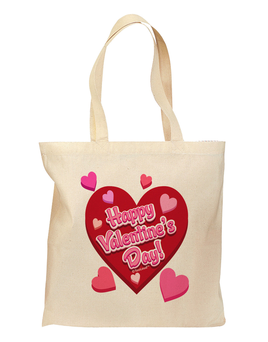 Happy Valentine's Day Romantic Hearts Grocery Tote Bag-Grocery Tote-TooLoud-Natural-Medium-Davson Sales