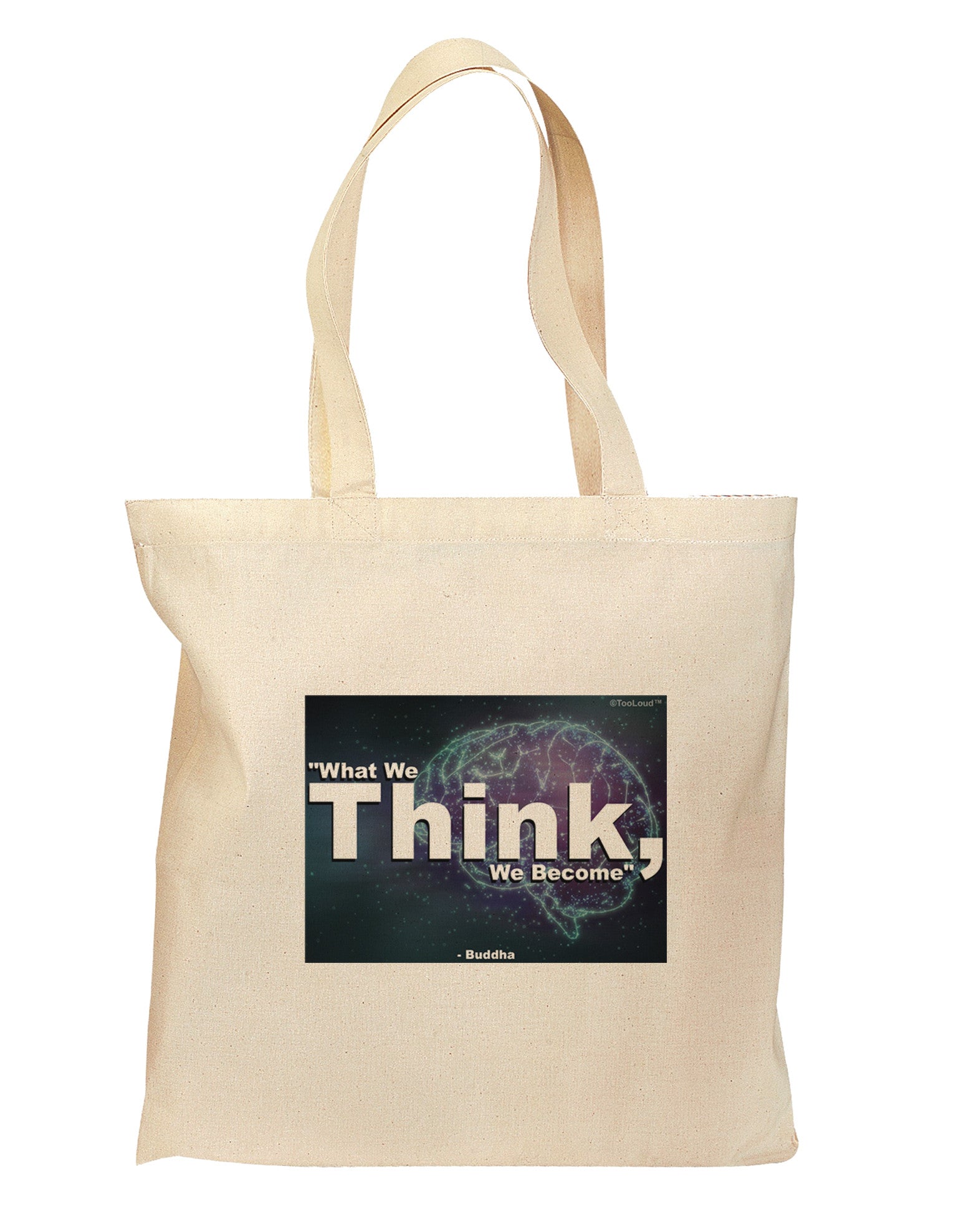 What We Think Buddha Grocery Tote Bag - Natural-Grocery Tote-TooLoud-Natural-Medium-Davson Sales