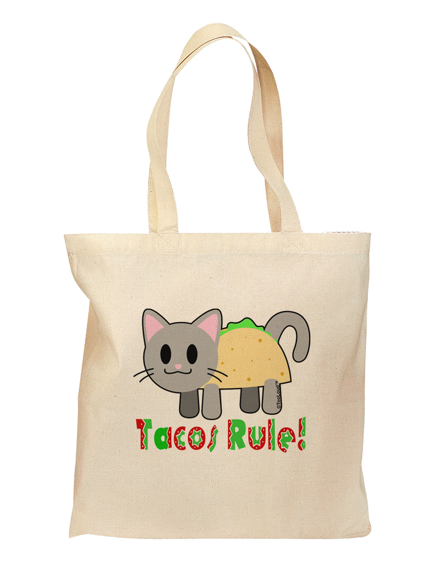 Tacos Rule Taco Cat Design Grocery Tote Bag by TooLoud-Grocery Tote-TooLoud-Natural-Medium-Davson Sales