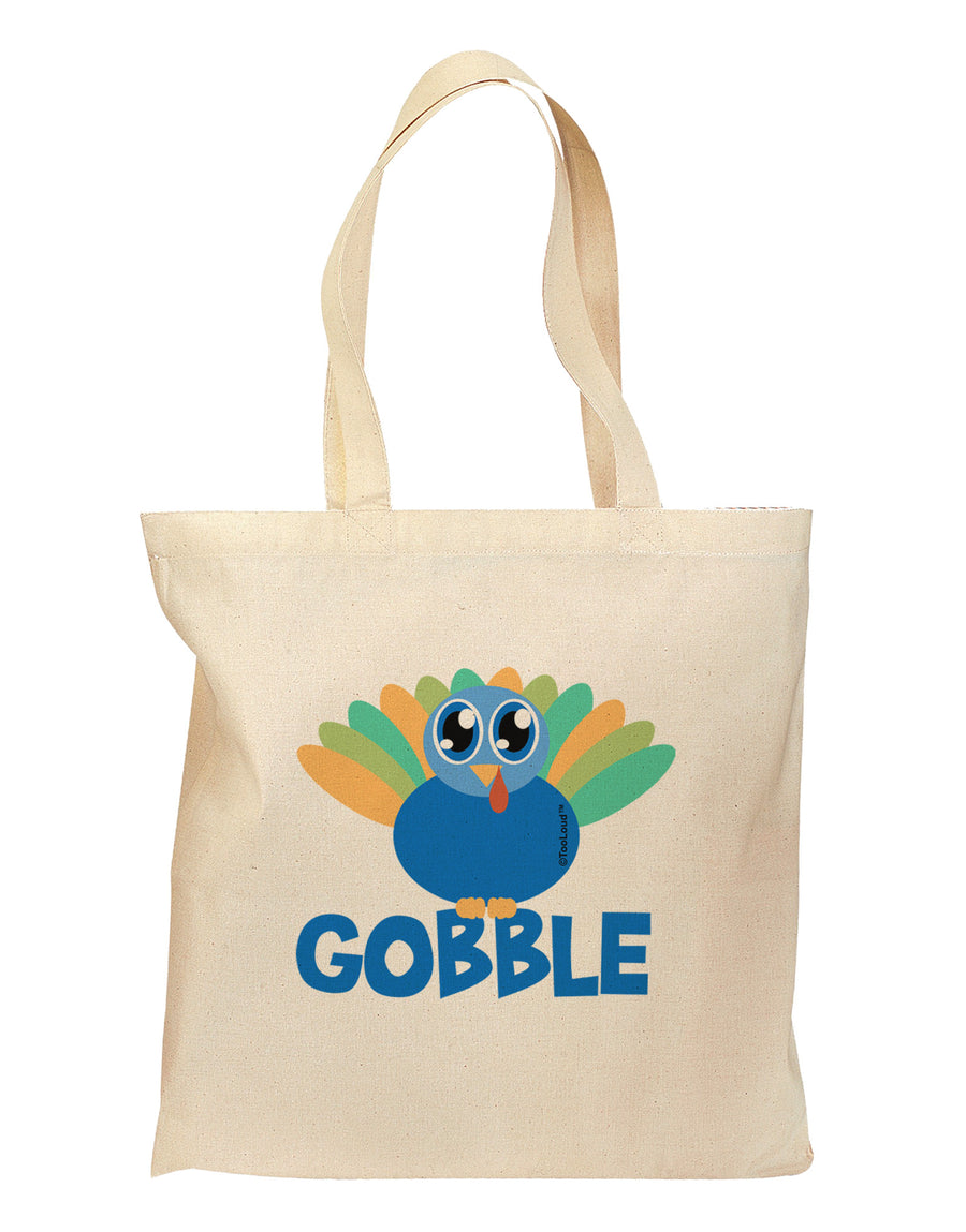 Cute Gobble Turkey Blue Grocery Tote Bag-Grocery Tote-TooLoud-Natural-Medium-Davson Sales