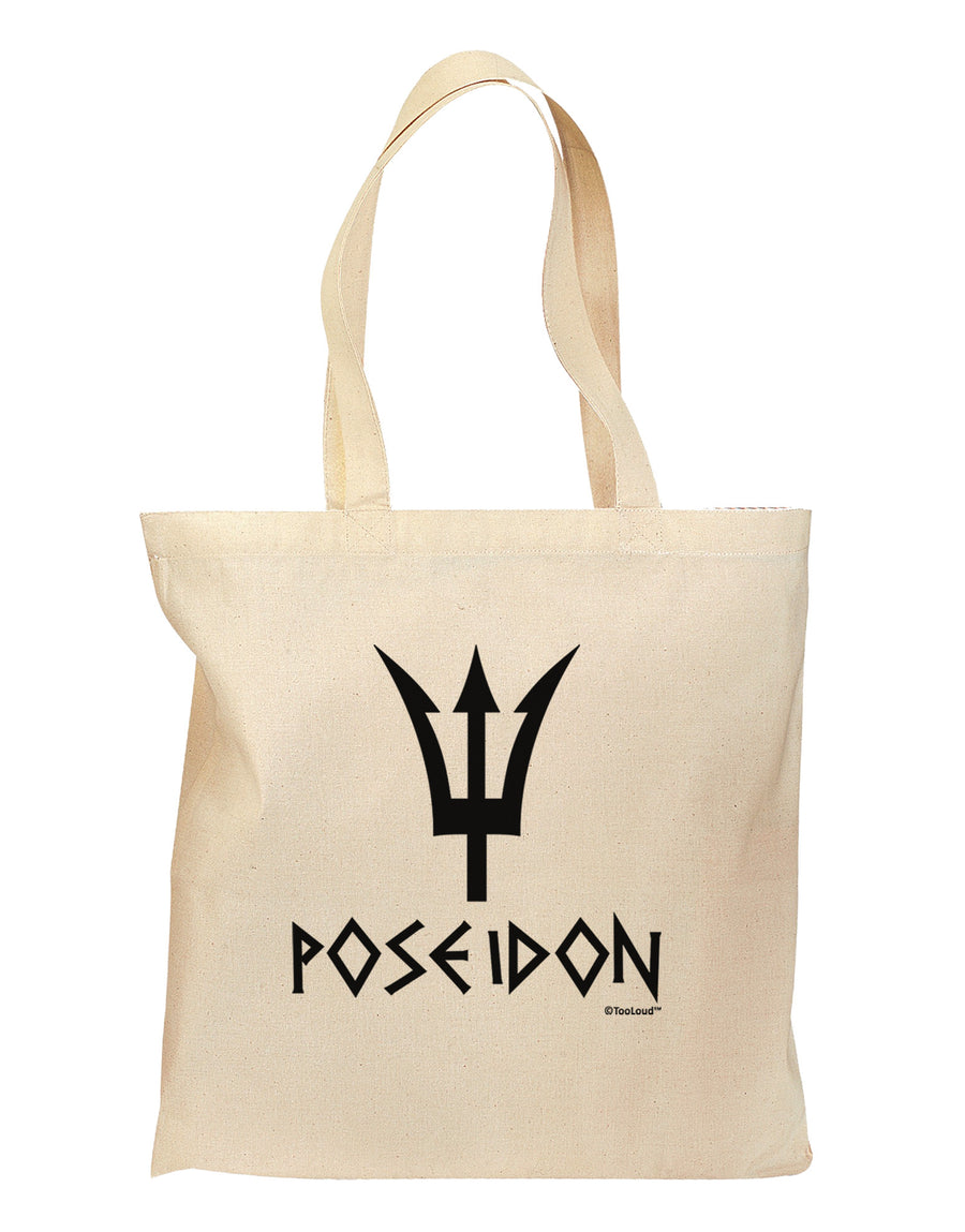 Trident of Poseidon with Text - Greek Mythology Grocery Tote Bag by TooLoud-Grocery Tote-TooLoud-Natural-Medium-Davson Sales