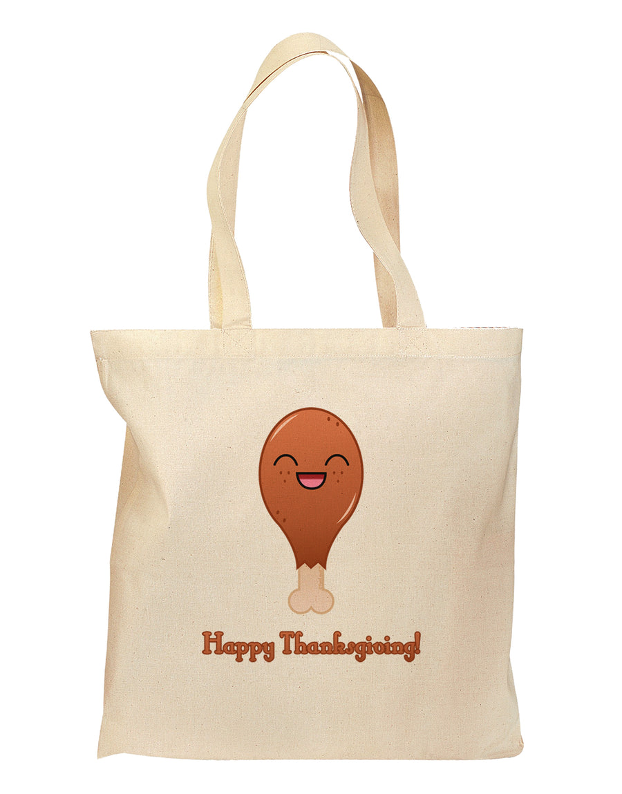 Cute Turkey Leg - Happy Thanksgiving Grocery Tote Bag-Grocery Tote-TooLoud-Natural-Medium-Davson Sales