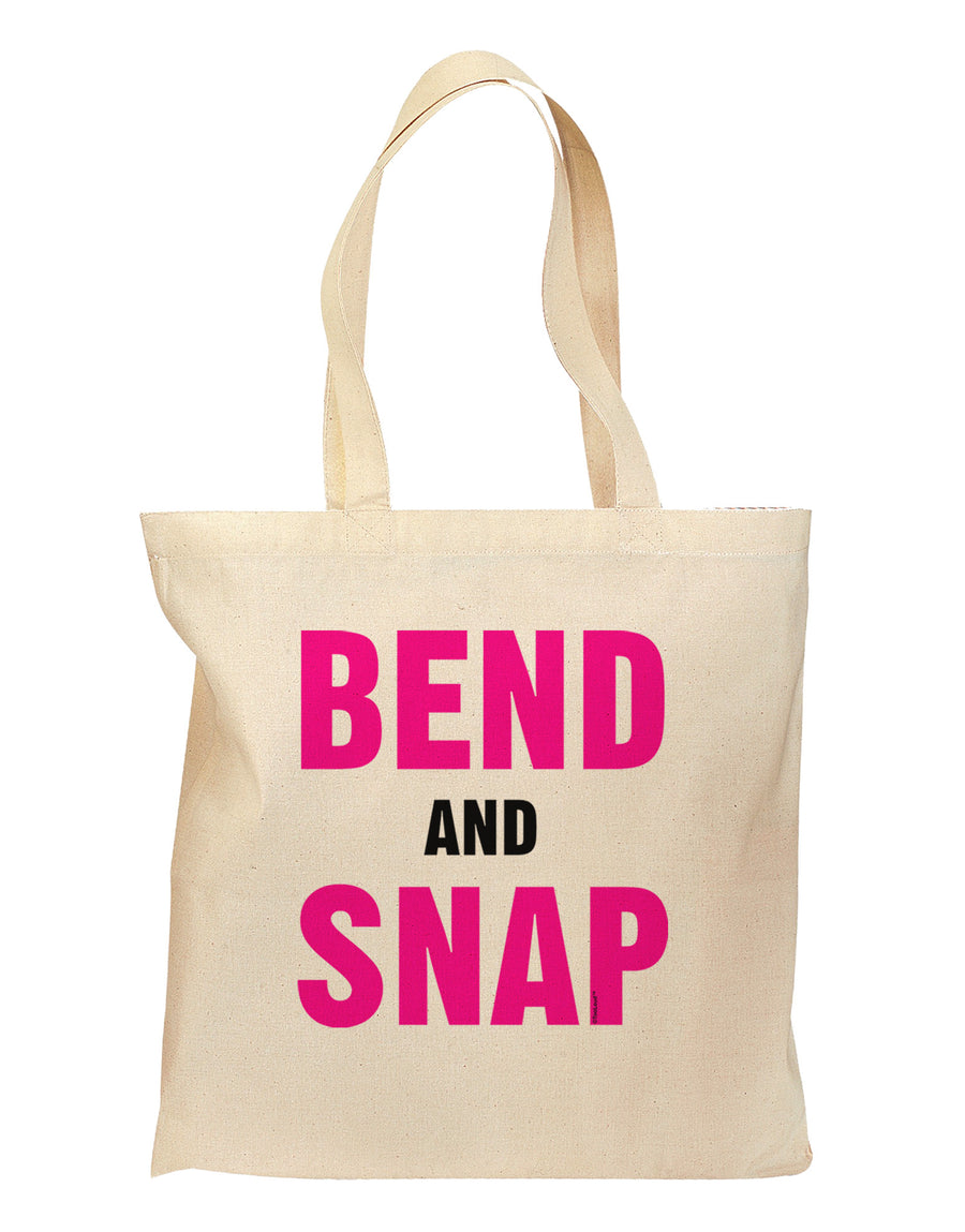 Bend and Snap Pink Text Grocery Tote Bag-Grocery Tote-TooLoud-Natural-Medium-Davson Sales