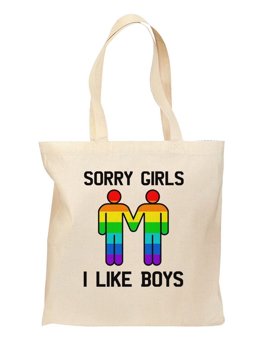 Sorry Girls I Like Boys Gay Rainbow Grocery Tote Bag-Grocery Tote-TooLoud-Natural-Medium-Davson Sales