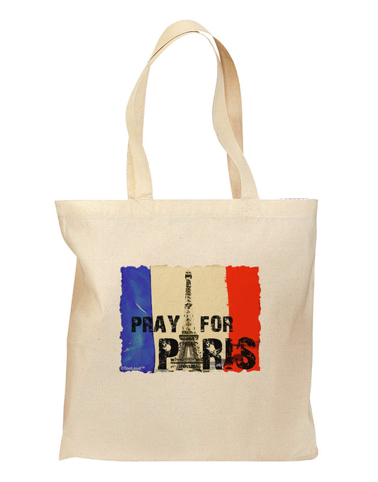 Pray For Paris Watercolor Grocery Tote Bag-Grocery Tote-TooLoud-Natural-Medium-Davson Sales
