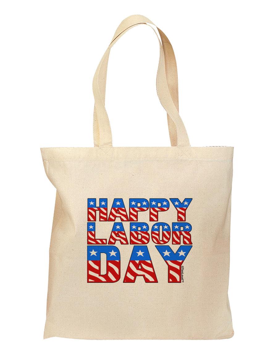 Happy Labor Day ColorText Grocery Tote Bag-Grocery Tote-TooLoud-Natural-Medium-Davson Sales