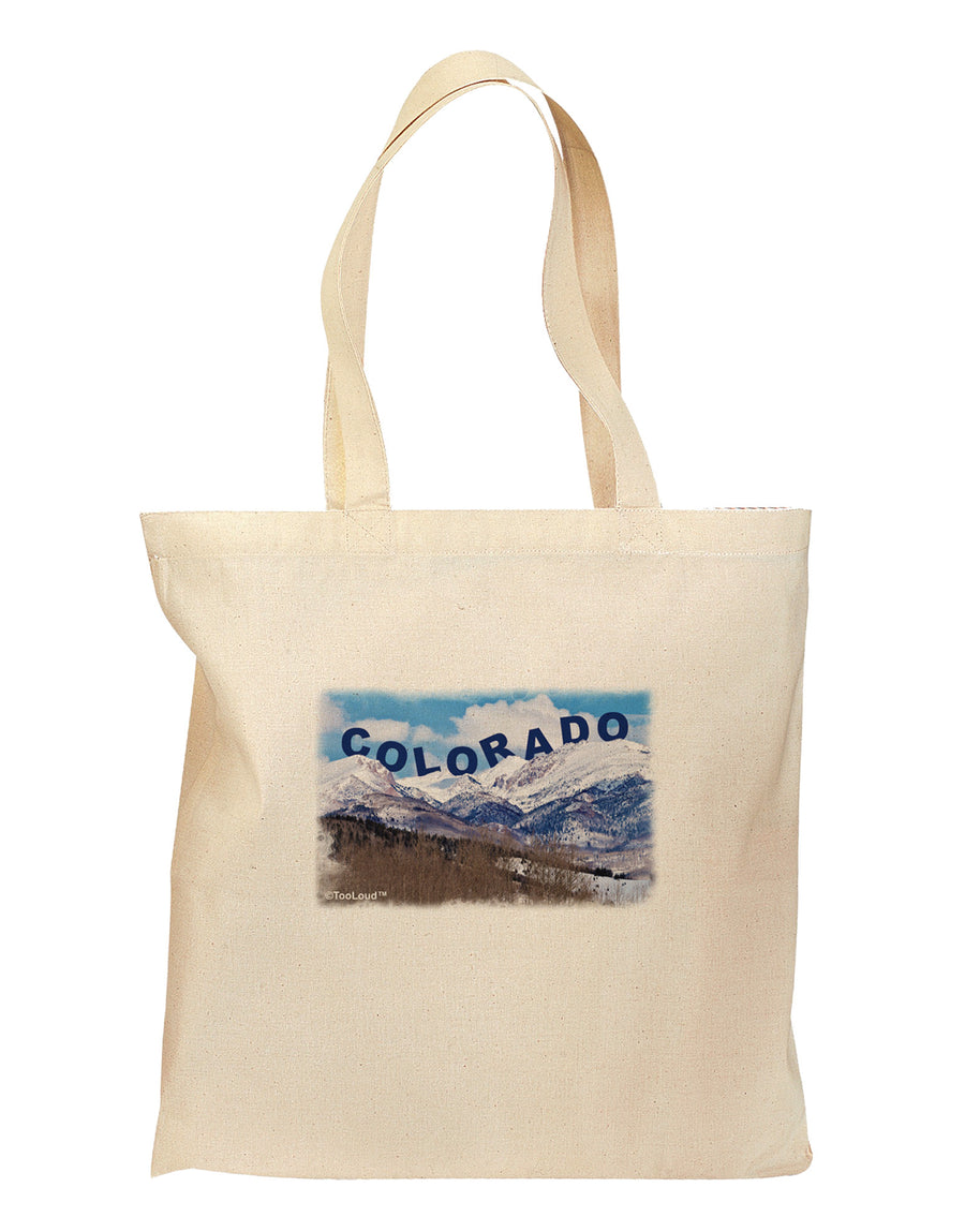 Pikes Peak Text Grocery Tote Bag-Grocery Tote-TooLoud-Natural-Medium-Davson Sales