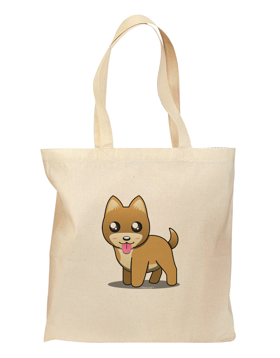 Kawaii Standing Puppy Grocery Tote Bag-Grocery Tote-TooLoud-Natural-Medium-Davson Sales