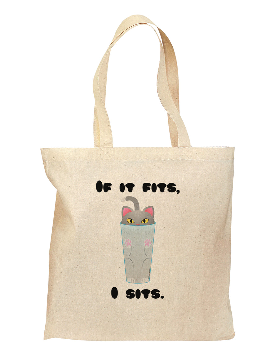 If It Fits - Cute Cat Design Grocery Tote Bag by TooLoud-Grocery Tote-TooLoud-Natural-Medium-Davson Sales