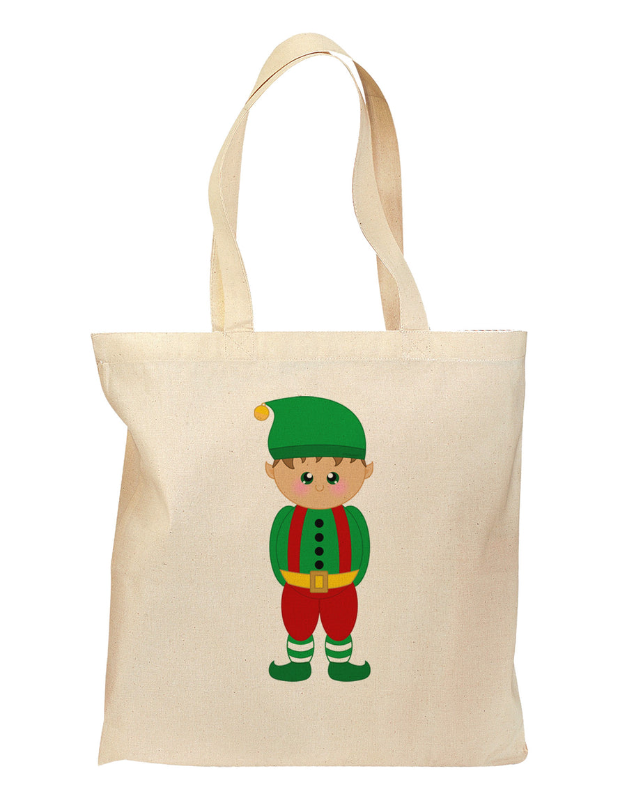 Cute Christmas Elf Boy Grocery Tote Bag-Grocery Tote-TooLoud-Natural-Medium-Davson Sales