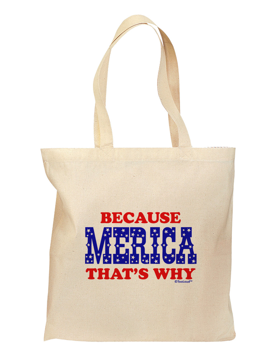 Because Merica That's Why Grocery Tote Bag-Grocery Tote-TooLoud-Natural-Medium-Davson Sales