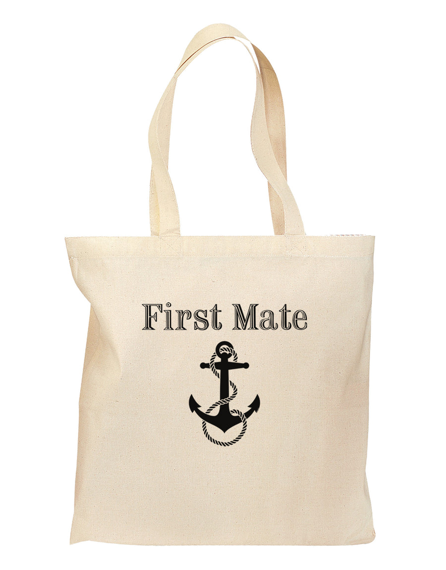 Ship First Mate Nautical Anchor Boating Grocery Tote Bag-Grocery Tote-TooLoud-Natural-Medium-Davson Sales