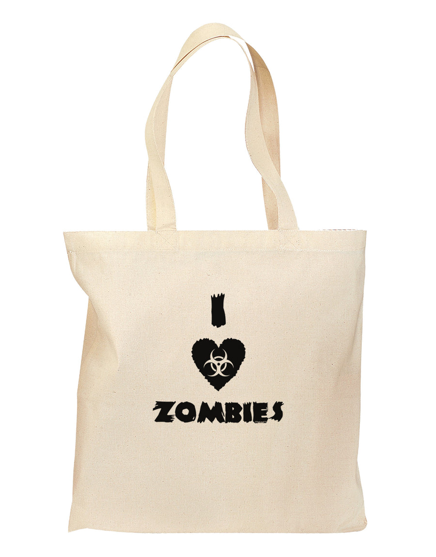 I Heart Zombies - Biohazard Heart Grocery Tote Bag-Grocery Tote-TooLoud-Natural-Medium-Davson Sales