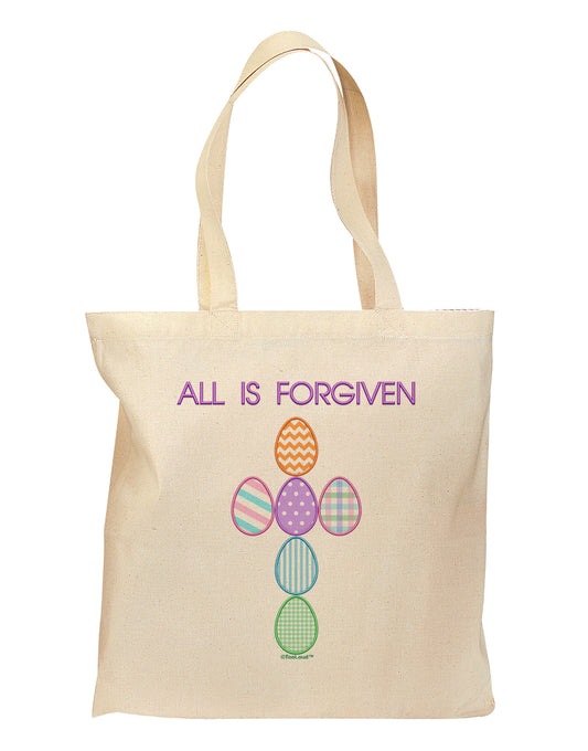 All is forgiven Cross Faux Applique Grocery Tote Bag-Grocery Tote-TooLoud-Natural-Medium-Davson Sales