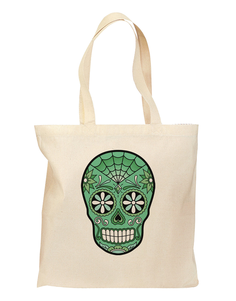 Version 5 Green Day of the Dead Calavera Grocery Tote Bag-Grocery Tote-TooLoud-Natural-Medium-Davson Sales