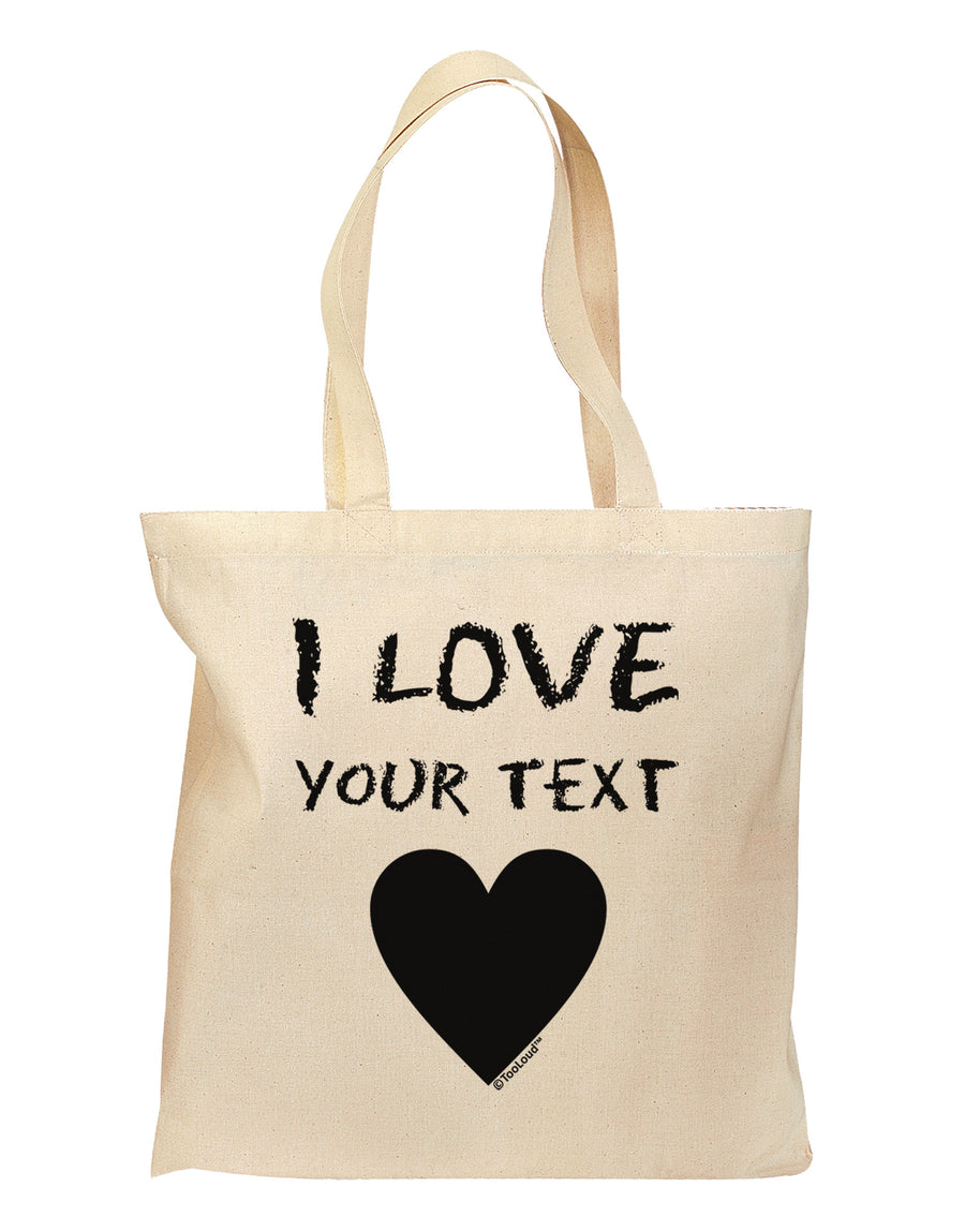 Personalized I Love Customized Grocery Tote Bag-Grocery Tote-TooLoud-Natural-Medium-Davson Sales