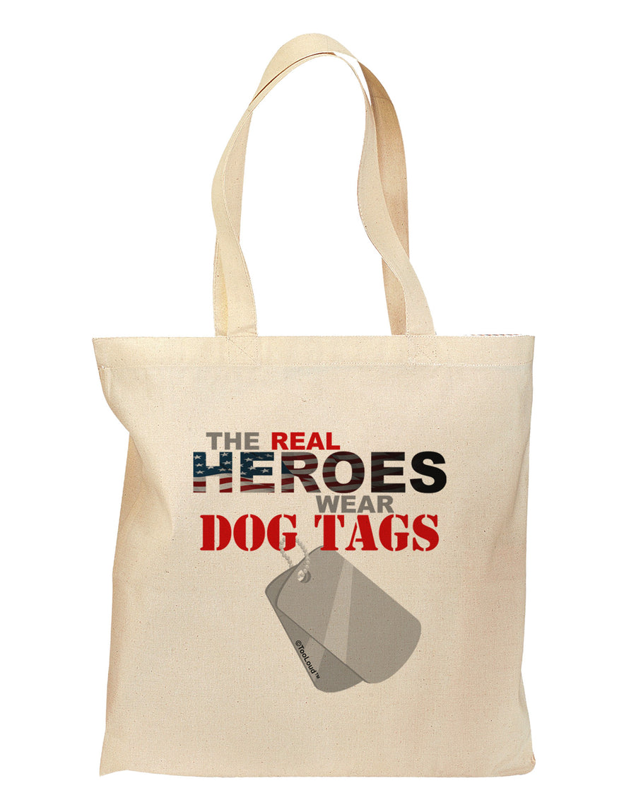 Heroes Dog Tags Grocery Tote Bag-Grocery Tote-TooLoud-Natural-Medium-Davson Sales