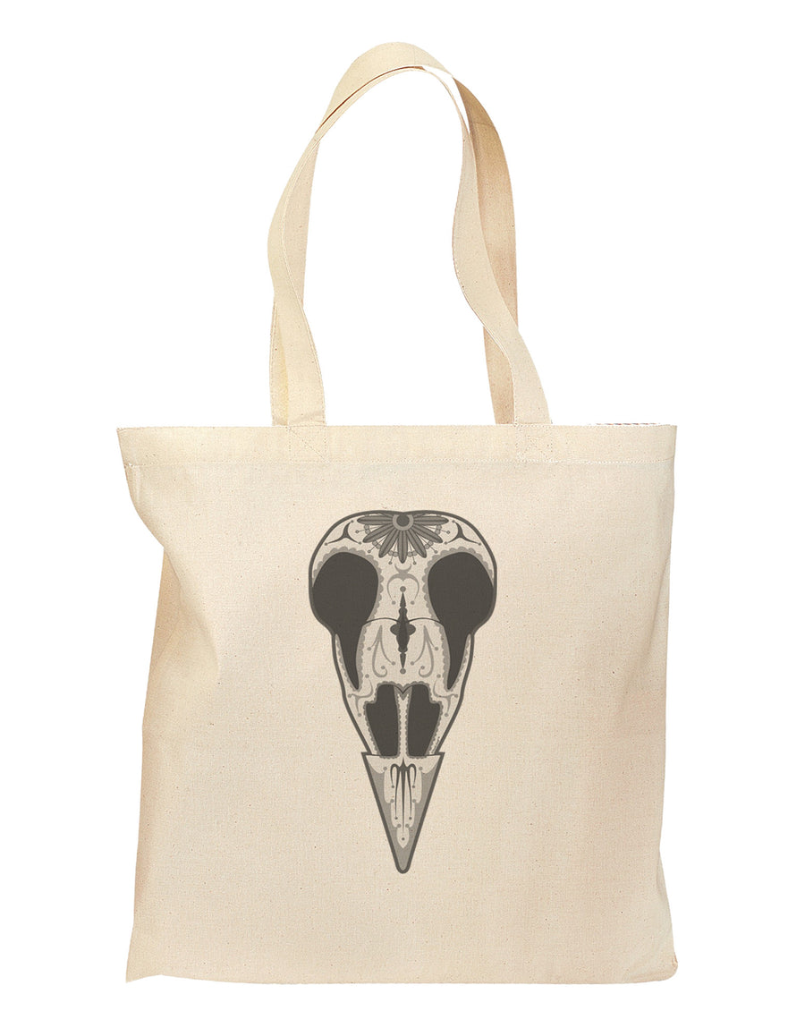 Black and White Mystic Bird Skull Day of the Dead Grocery Tote Bag-Grocery Tote-TooLoud-Natural-Medium-Davson Sales