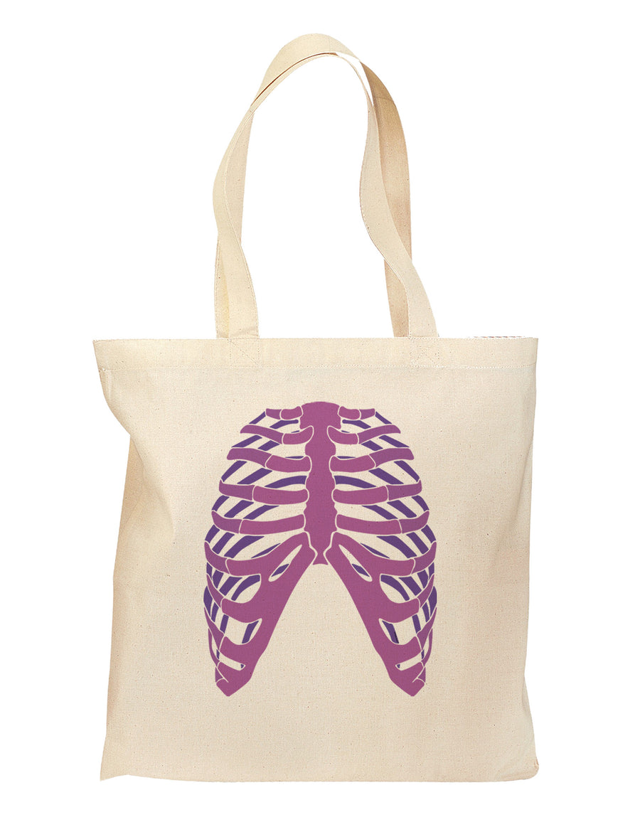 Human Purple Skeleton Bones Ribcage Grocery Tote Bag-Grocery Tote-TooLoud-Natural-Medium-Davson Sales