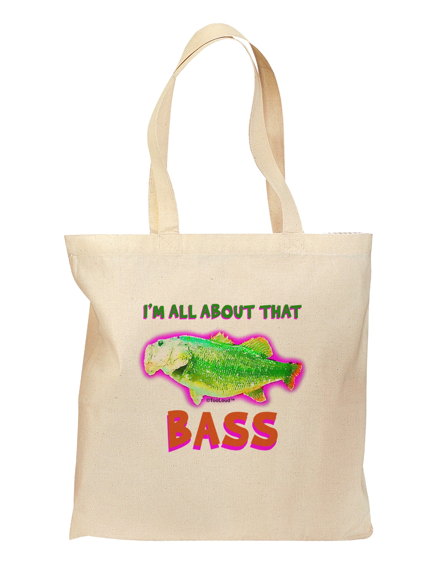 All About That Bass Fish Watercolor Grocery Tote Bag-Grocery Tote-TooLoud-Natural-Medium-Davson Sales