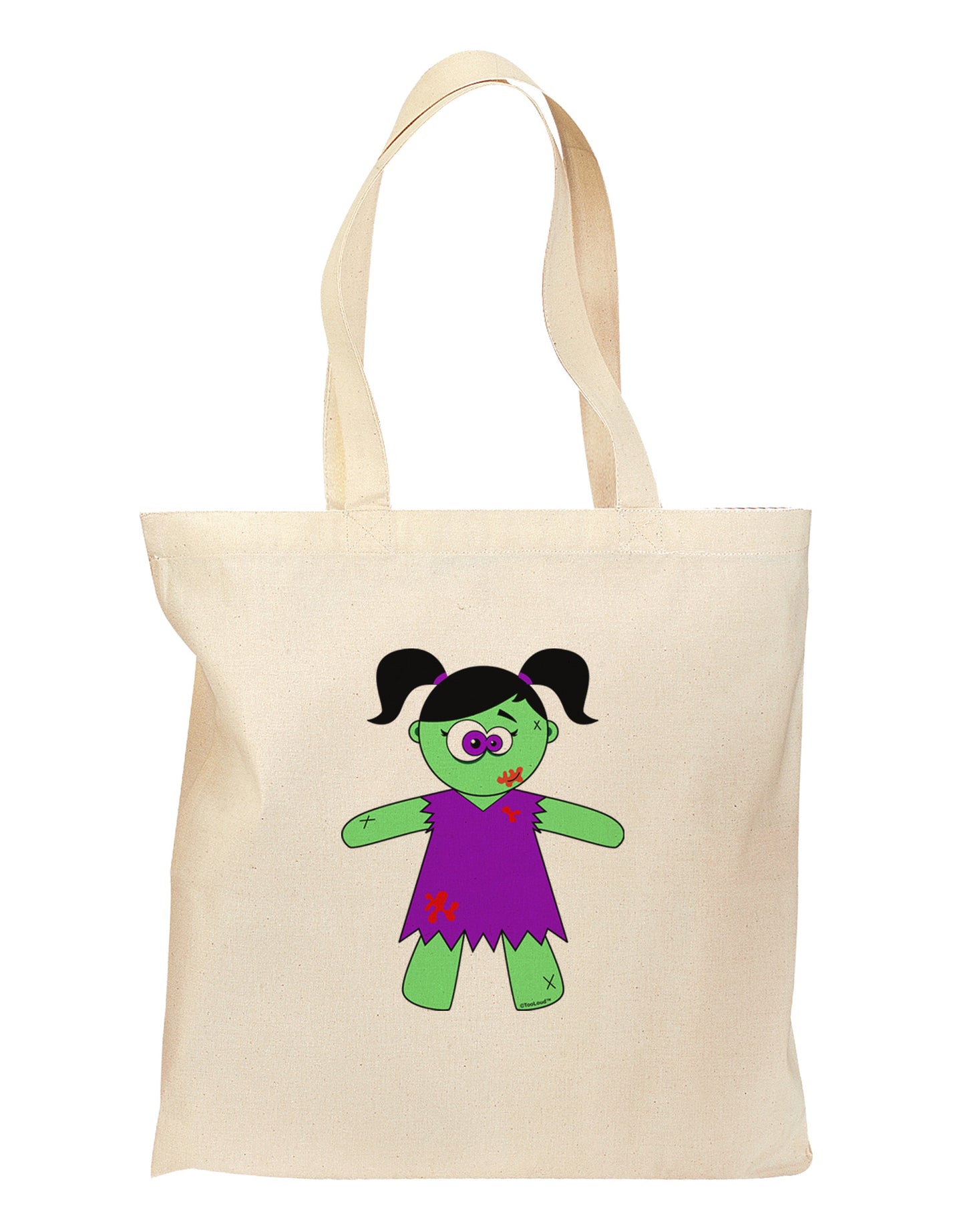 Zombie Girl Halloween Grocery Tote Bag-Grocery Tote-TooLoud-Natural-Medium-Davson Sales