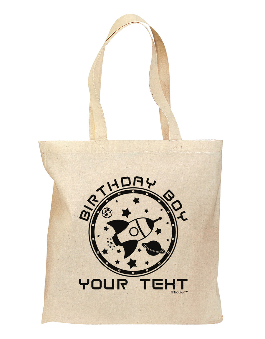 Personalized Birthday Boy Space with Customizable Name Grocery Tote Bag-Grocery Tote-TooLoud-Natural-Medium-Davson Sales