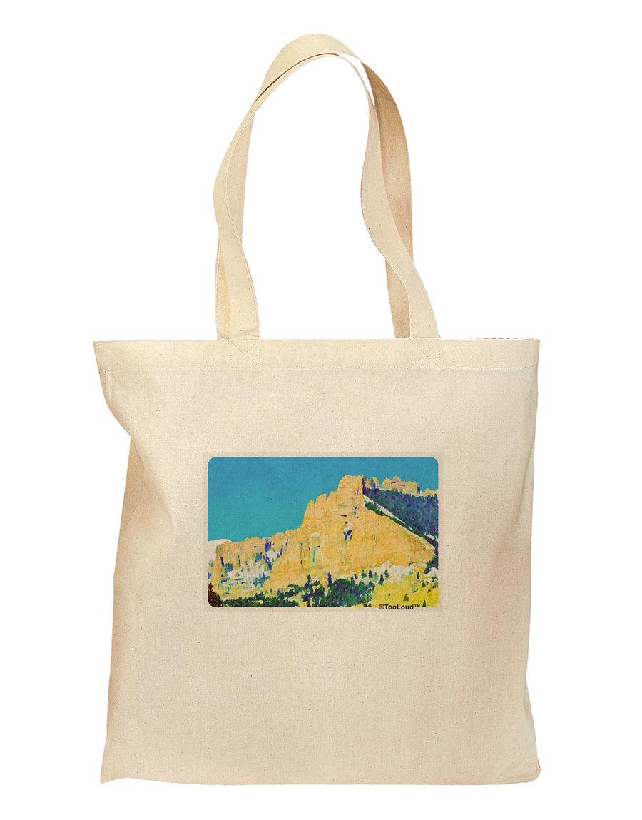 Colorado Snowy Mtns WaterColor Grocery Tote Bag-Grocery Tote-TooLoud-Natural-Medium-Davson Sales