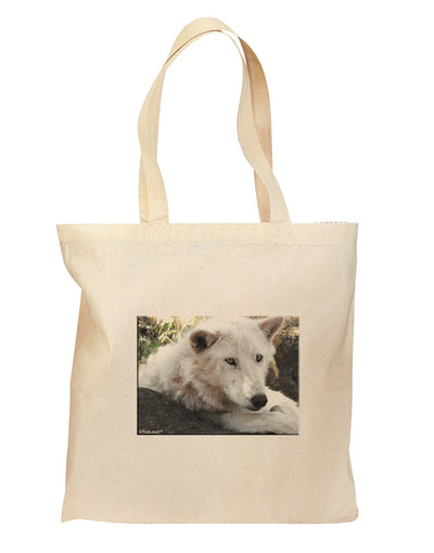 Laying White Wolf Grocery Tote Bag - Natural-Grocery Tote-TooLoud-Natural-Medium-Davson Sales