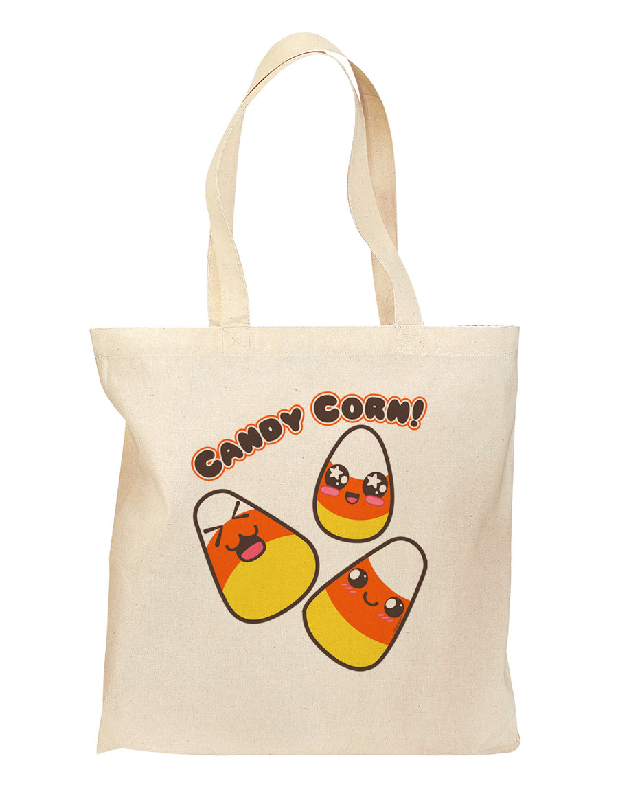 Cute Kawaii Candy Corn Halloween Grocery Tote Bag-Grocery Tote-TooLoud-Natural-Medium-Davson Sales