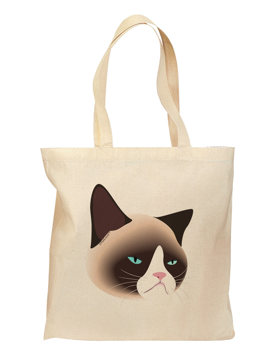 Cute Disgruntled Siamese Cat Grocery Tote Bag-Grocery Tote-TooLoud-Natural-Medium-Davson Sales