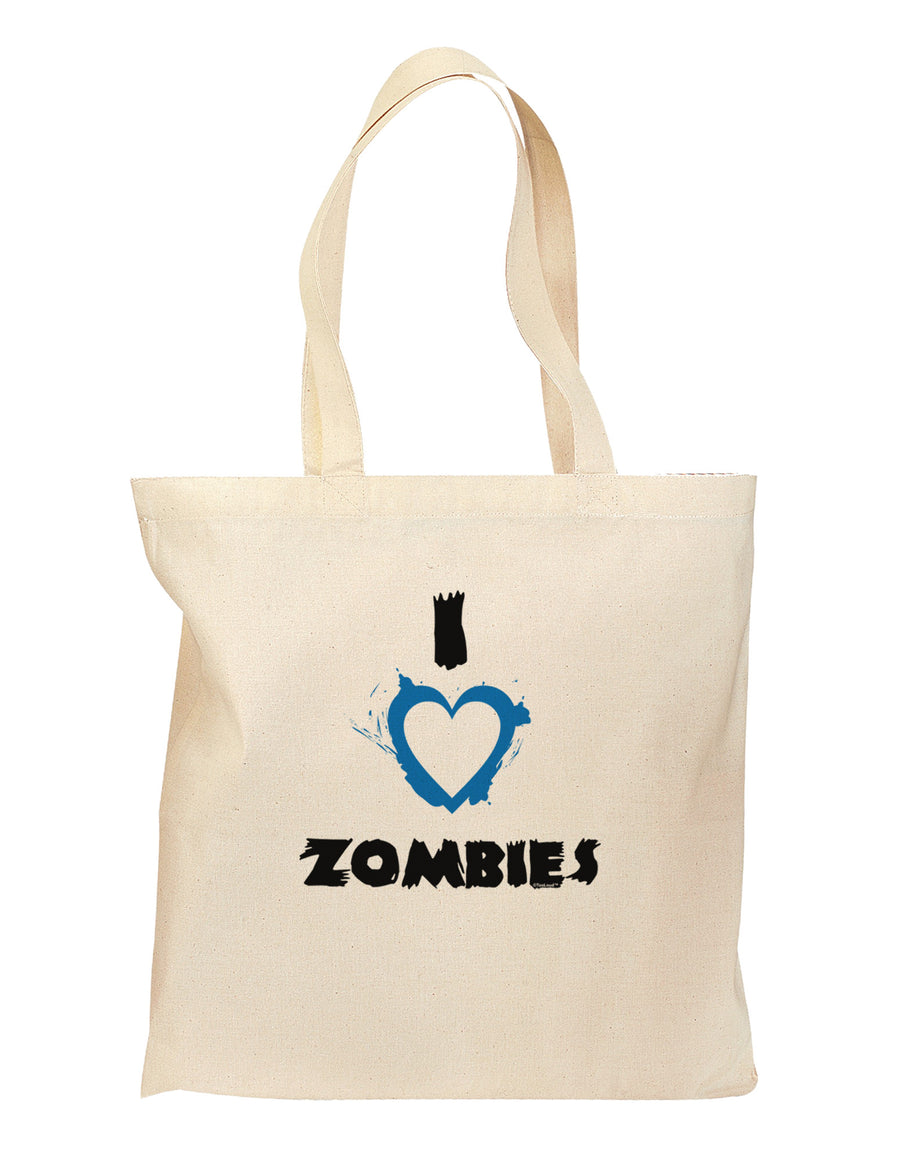 I Heart Zombies - Bloody Heart Blue Grocery Tote Bag-Grocery Tote-TooLoud-Natural-Medium-Davson Sales