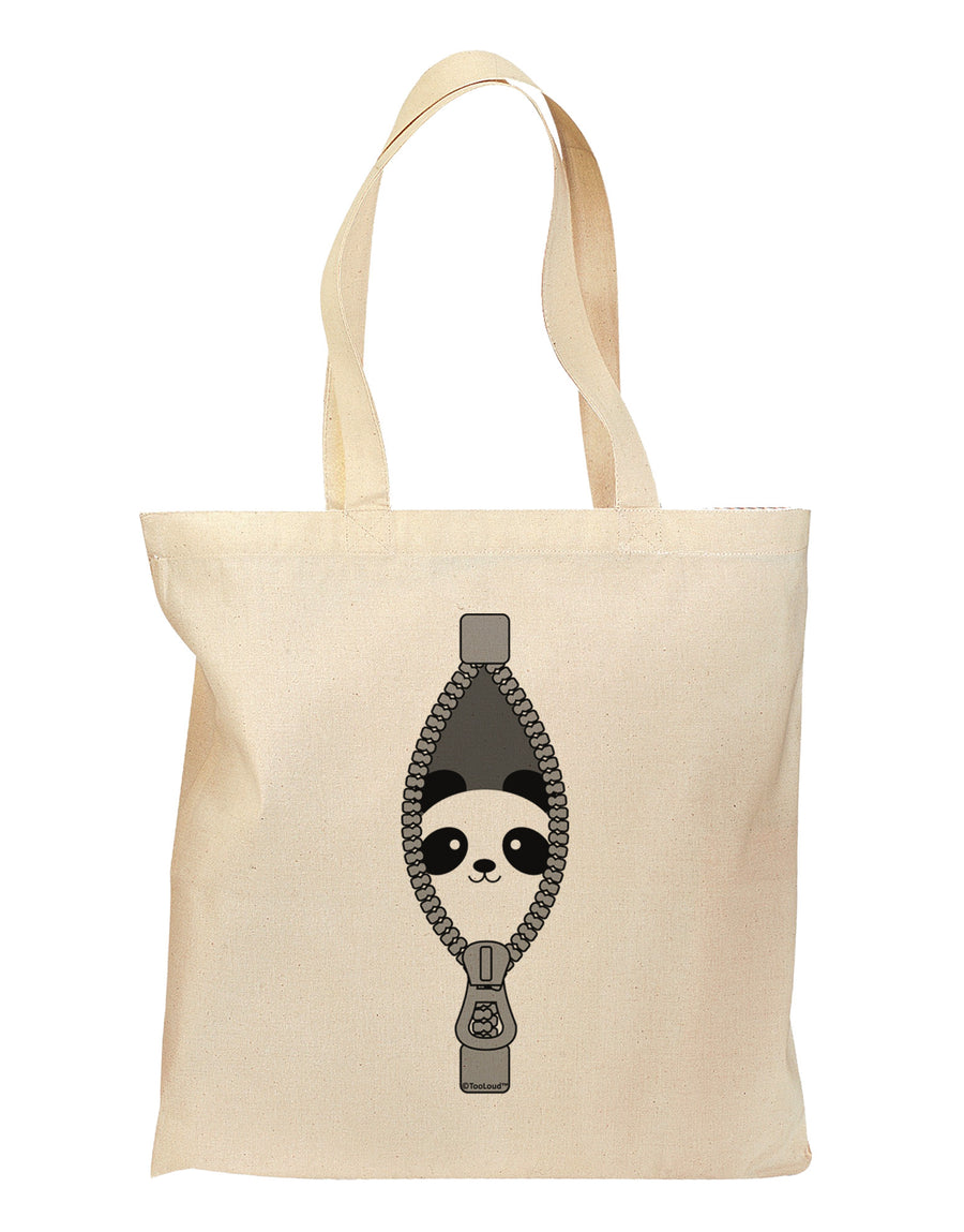 Funny Panda Peeking Out of Zipper Grocery Tote Bag by TooLoud-Grocery Tote-TooLoud-Natural-Medium-Davson Sales