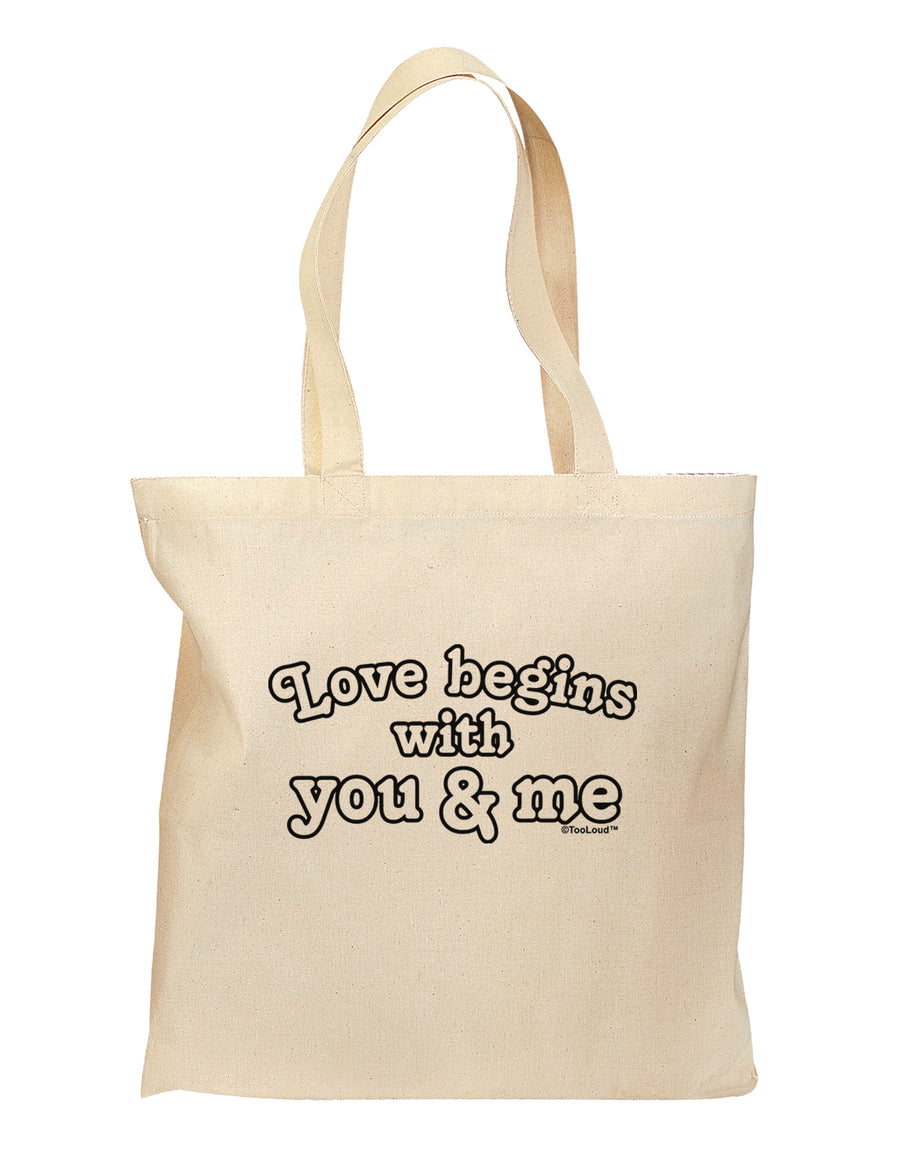 Love Begins With You and Me Grocery Tote Bag - Natural by TooLoud-Grocery Tote-TooLoud-Natural-Medium-Davson Sales