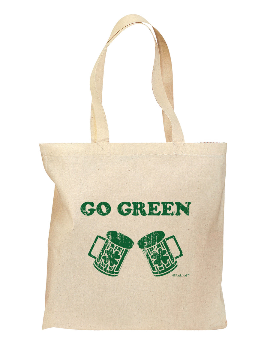 Go Green - St. Patrick's Day Green Beer Grocery Tote Bag by TooLoud-Grocery Tote-TooLoud-Natural-Medium-Davson Sales