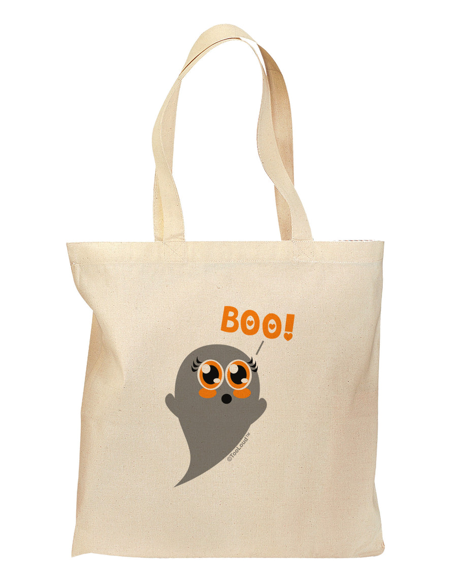 Cute Boo Ghost Grocery Tote Bag-Grocery Tote-TooLoud-Natural-Medium-Davson Sales