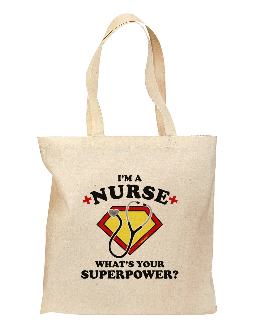 Nurse - Superpower Grocery Tote Bag-Grocery Tote-TooLoud-Natural-Medium-Davson Sales