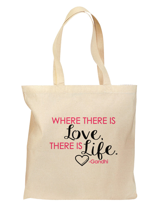 TooLoud Where There Is Love Gandhi Grocery Tote Bag - Natural-Grocery Tote-TooLoud-Natural-Medium-Davson Sales