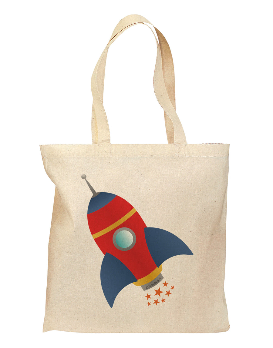 Space Rocket Ship and Stars Grocery Tote Bag by TooLoud-Grocery Tote-TooLoud-Natural-Medium-Davson Sales