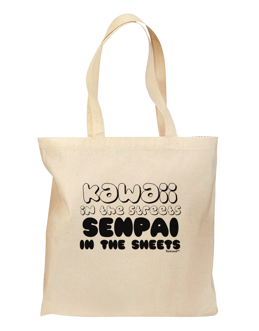 Kawaii in the Streets Senpai in the Sheets Grocery Tote Bag by TooLoud-Grocery Tote-TooLoud-Natural-Medium-Davson Sales