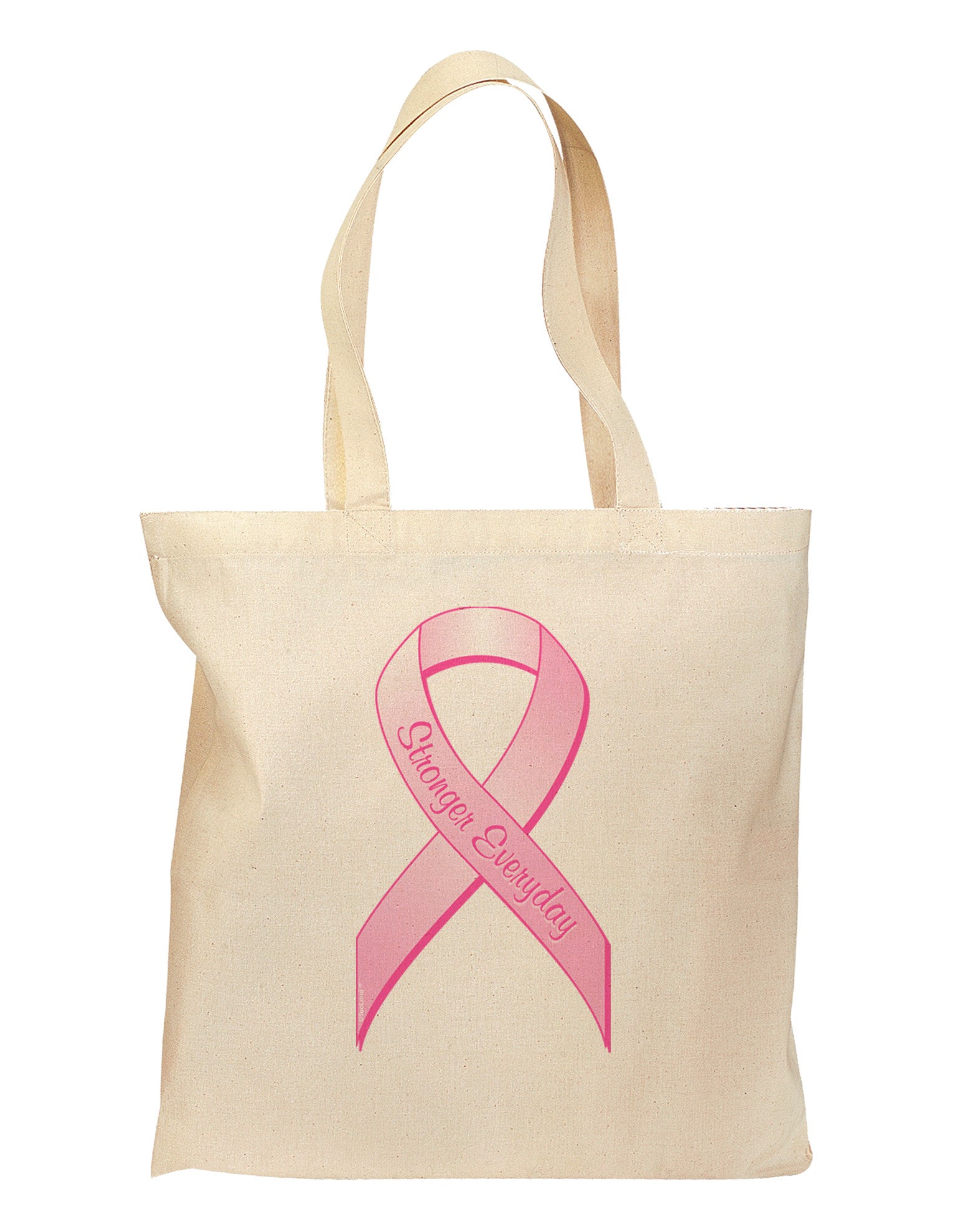 Pink Breast Cancer Awareness Ribbon - Stronger Everyday Grocery Tote Bag-Grocery Tote-TooLoud-Natural-Medium-Davson Sales