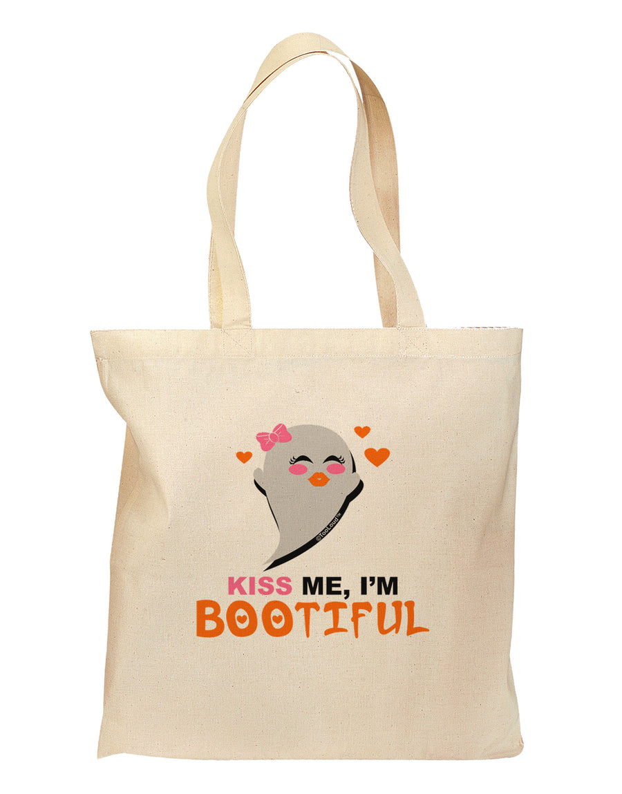 Kiss Me BOOtiful Ghost Orange Grocery Tote Bag-Grocery Tote-TooLoud-Natural-Medium-Davson Sales