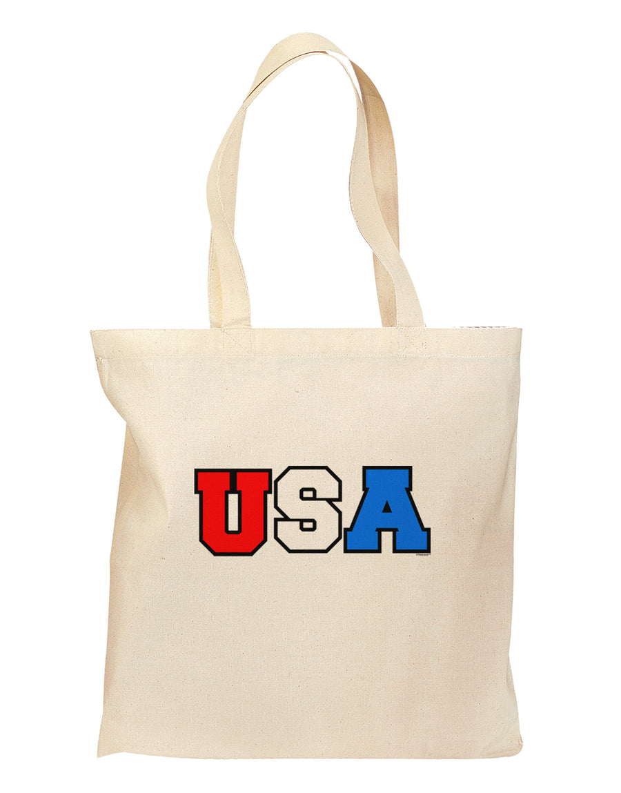 Collegiate USA Grocery Tote Bag-Grocery Tote-TooLoud-Natural-Medium-Davson Sales