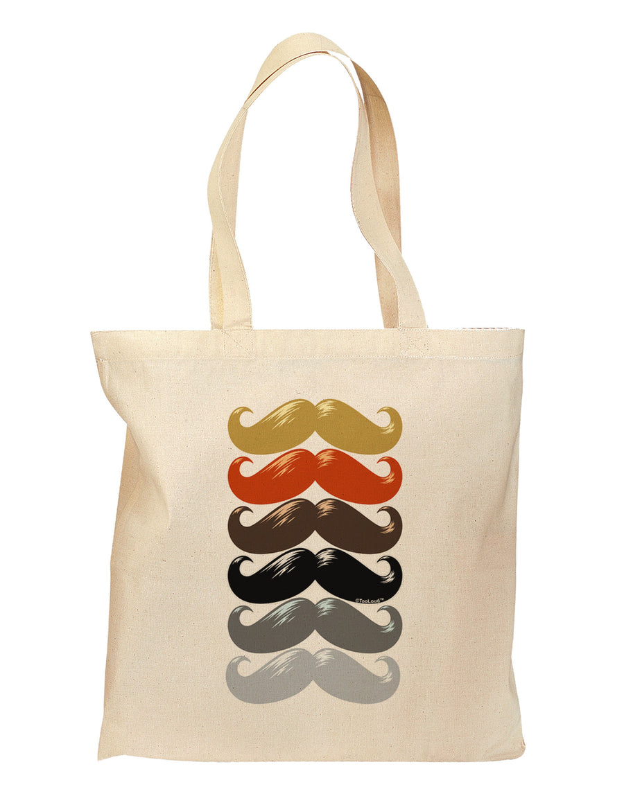 Natural Mustache Rainbow Grocery Tote Bag-Grocery Tote-TooLoud-Natural-Medium-Davson Sales